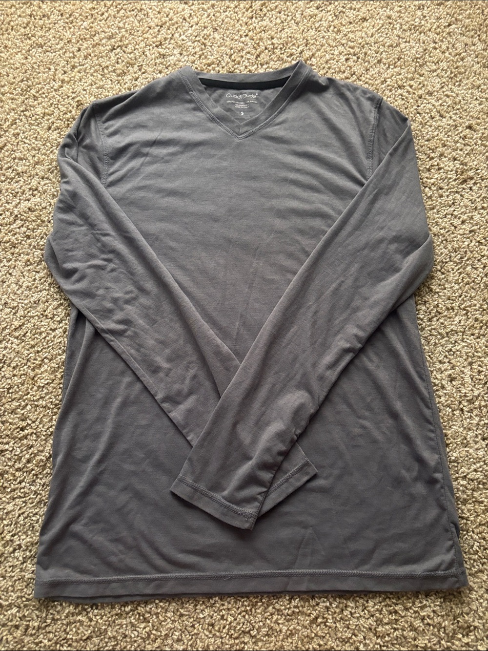 Cuddl Duds Men's Long Sleeve V‑Neck Shirt - Charcoal Gray